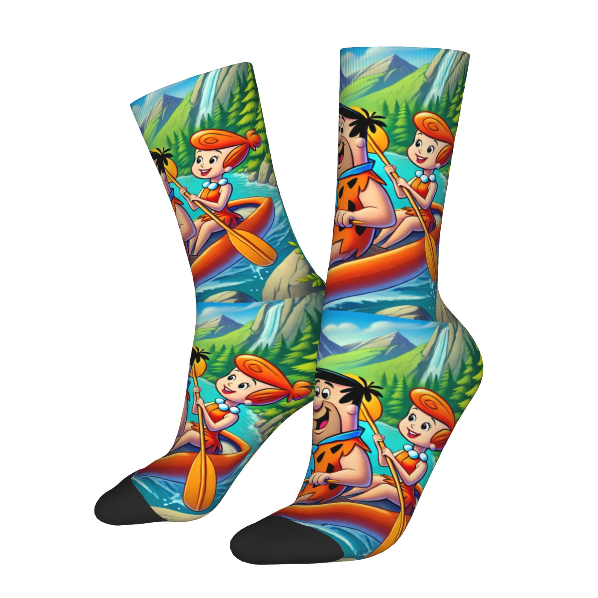 TEMU Calcetines Flintstones Core con estampado para hombre, diseño de impresión 2D en poliéster