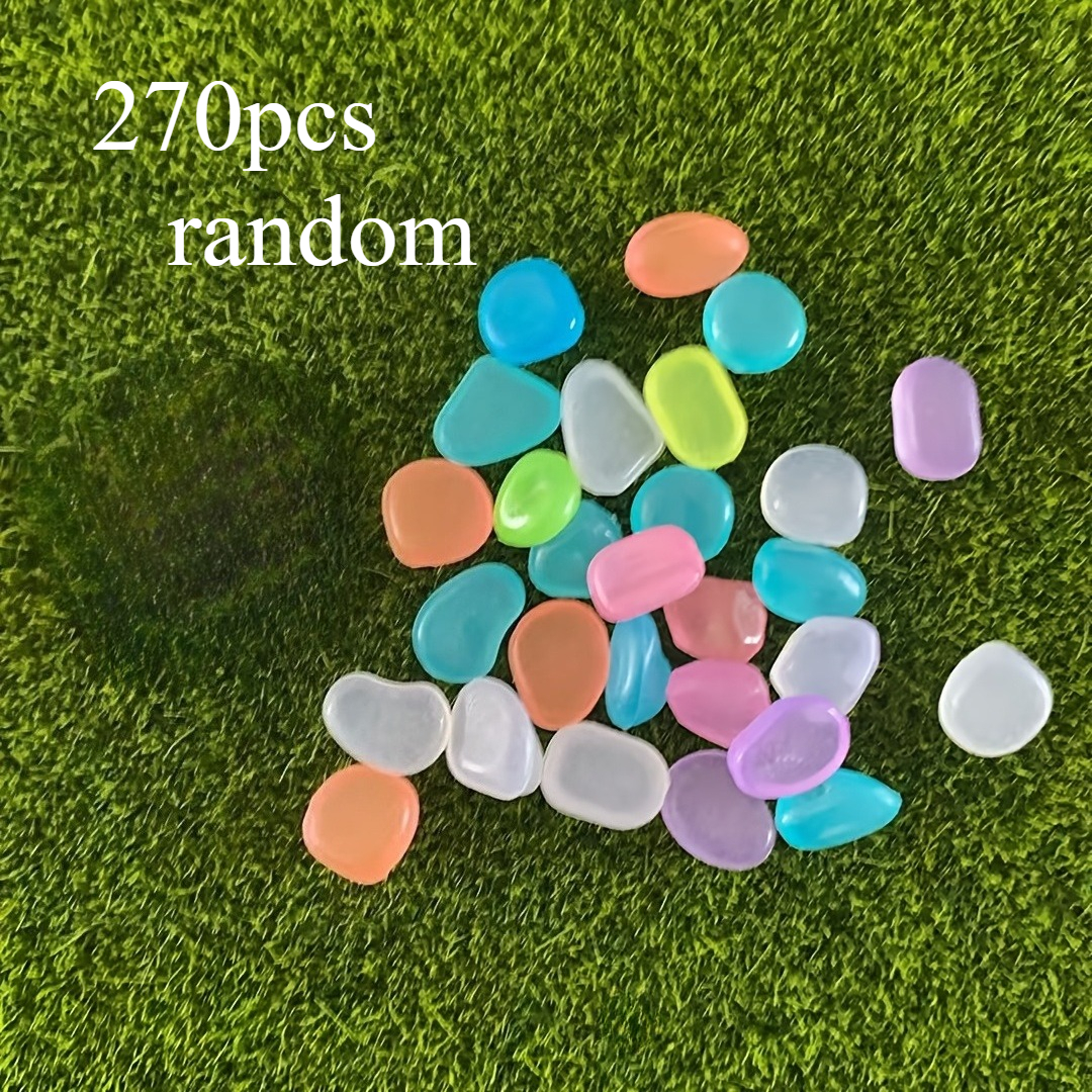 TEMU Random 270pcs/0.262lb 0.39-inch -dark Aquarium Stones - Fluorescent Resin Pebbles, Need Sunlight To Glow, For Fish Tank Decoration, Garden