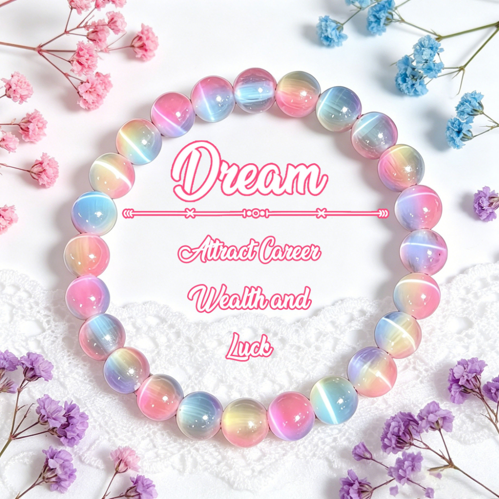TEMU Bracelet de rêve extensible à double tonalité dégradé , œil de chat, bijou bohème polyvalent et empilable pour femmes, idéal pour un usage et