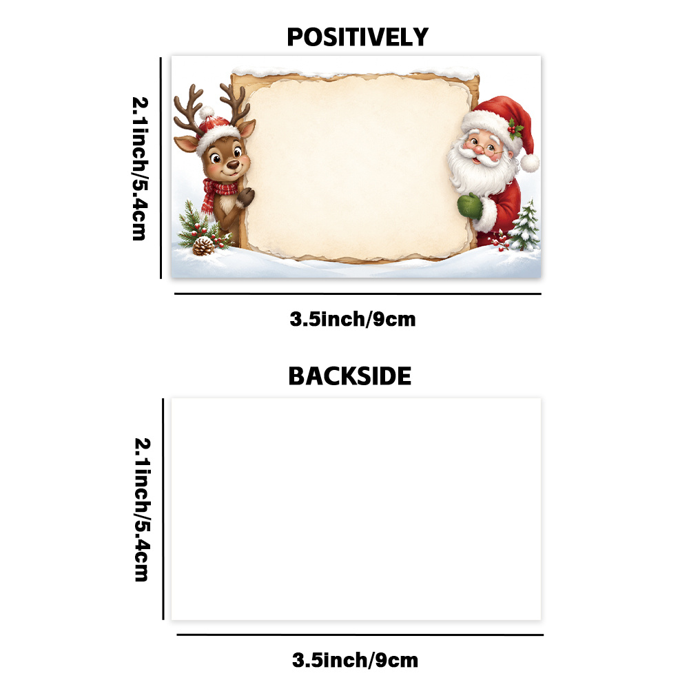 TEMU 50pcs, Cartes à écrire vierges 'S Fun Noël / Cartes de message, Notes autocollantes Père Noël et , Cartes cadeaux de bénédiction , Cartes de