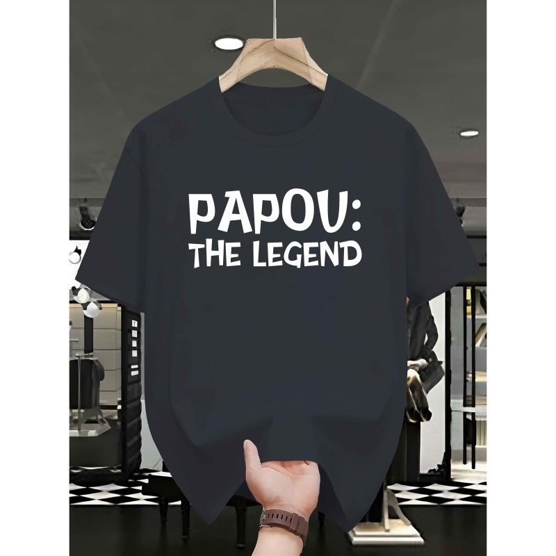 

T-shirt Papou pour Hommes: Le - T-shirt Décontracté en Polyester avec Imprimé Géométrique, Col Rond, Manches Courtes, Tenue d'Été, Lavable en Machine