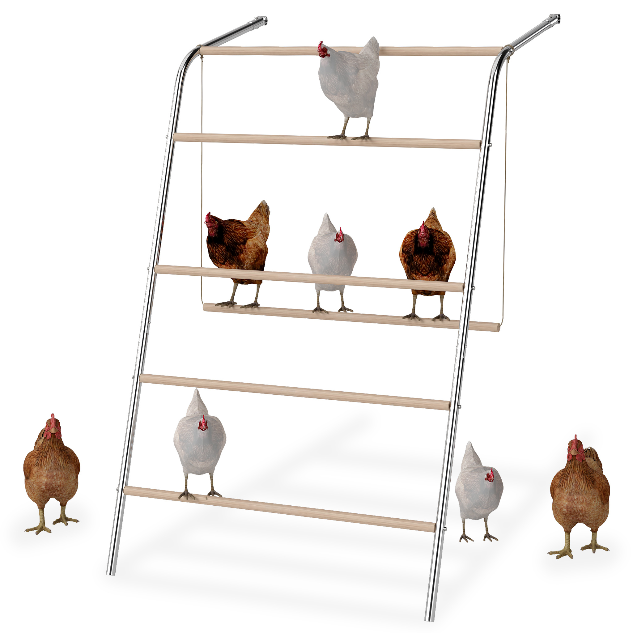 Chicken Stand Large Perch For Chickens Chicken Perch Chicken Climbing Ladder For Perch Rocking Toy For Backyard Poultry Bird Stand, With Chicken Swing