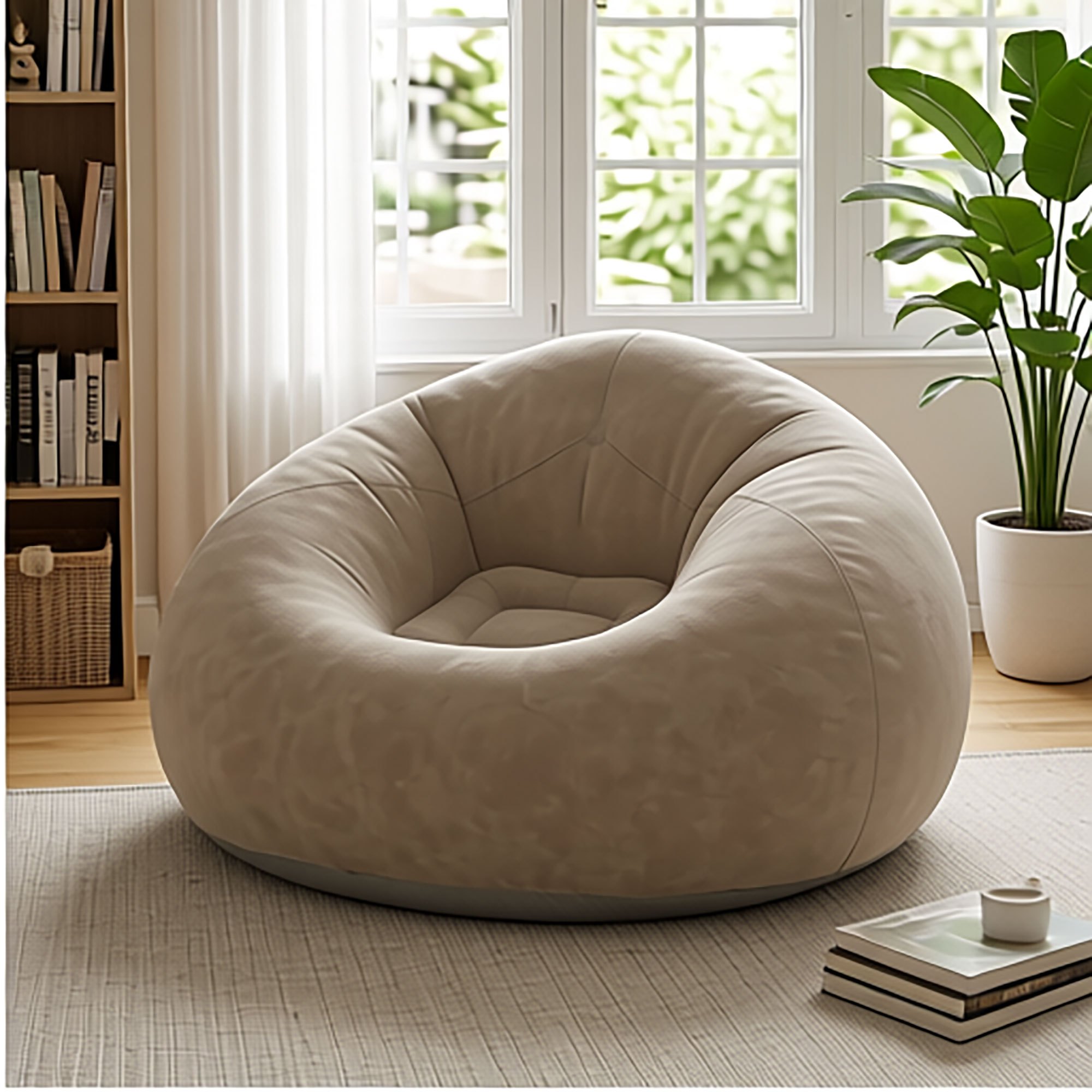 1pc Inflatable Lazy Sofa, Spherical Design, Outdoor Camping Chair, Foldable Nap Lounger, Comfortable Backrest and Armrest Seat, Essential for Travel, Vacation, and Camping
