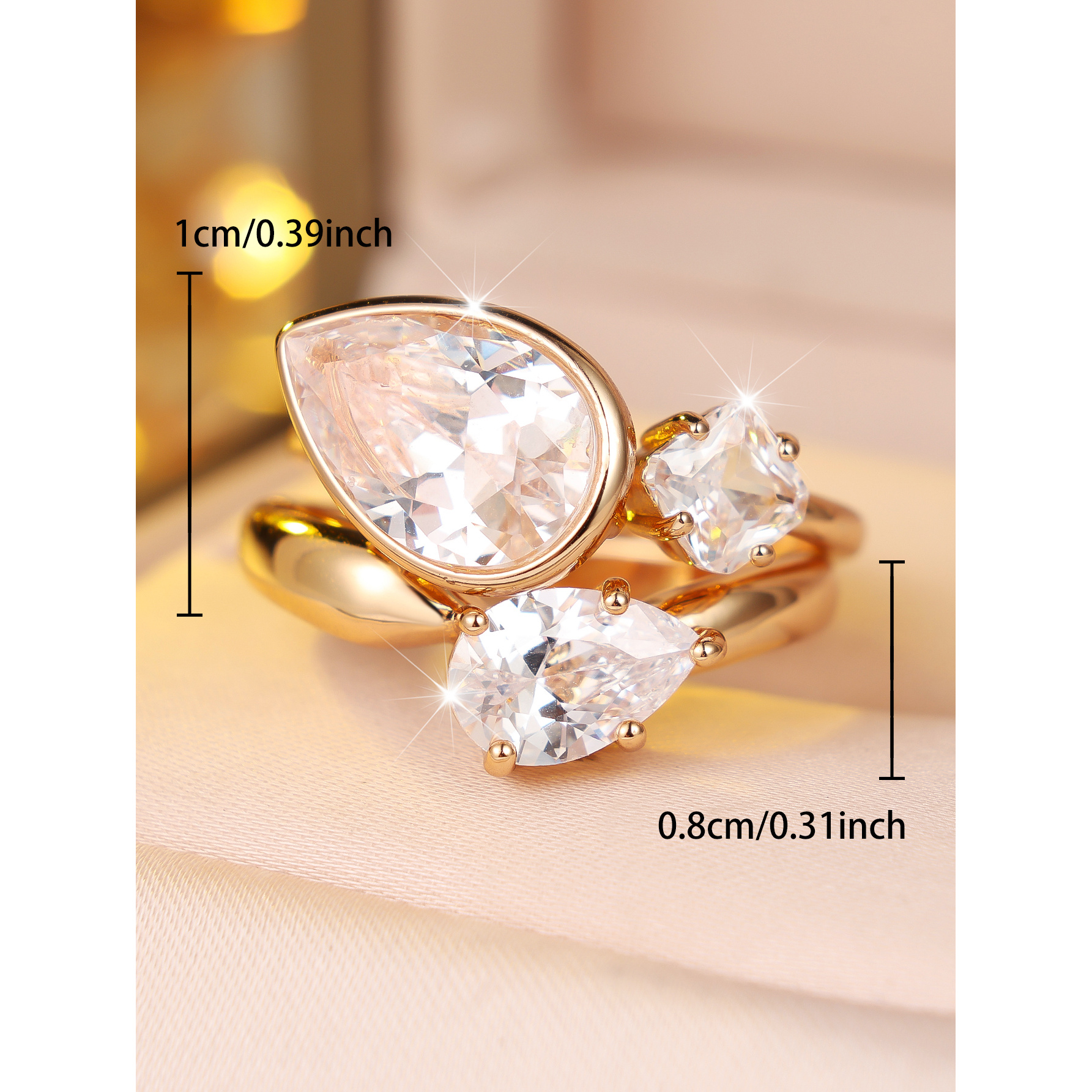 Men's Exquisite Water Drop Ring Set with Zircon