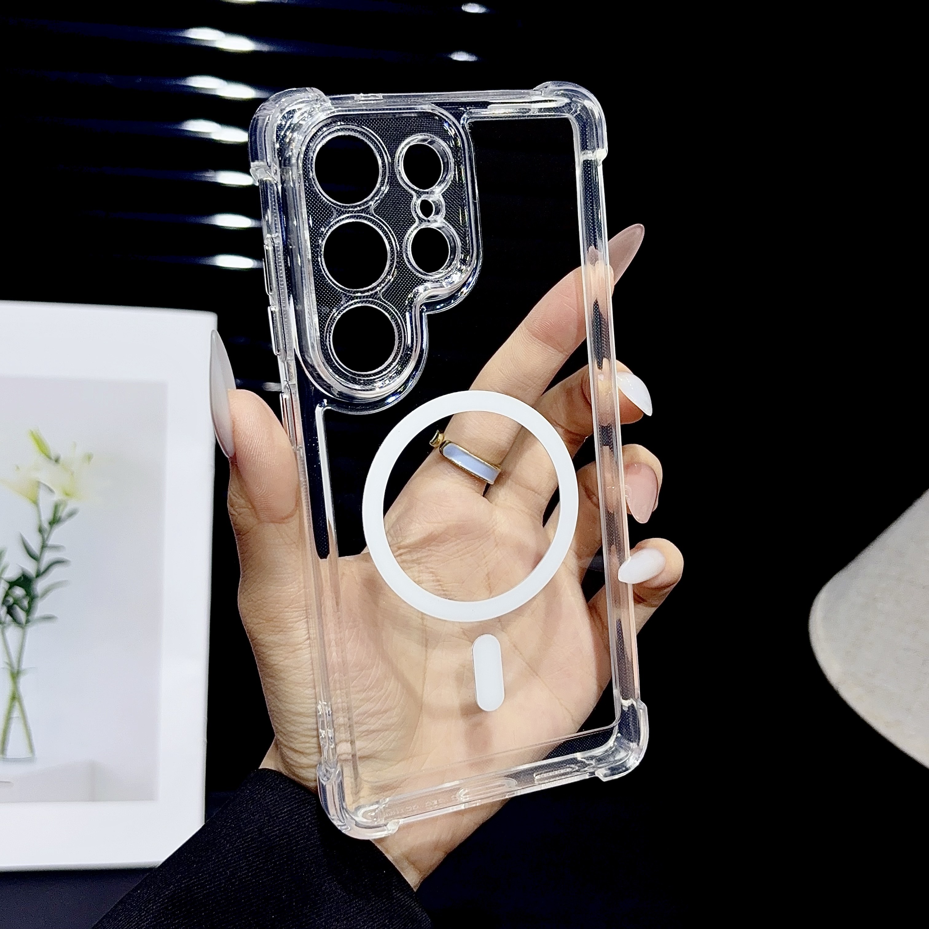 TEMU Phone Case: 2pcs[1 Phone 1 Screen Protector] Transparent Shockproof Phone Case, With Hydrogel Film, Four-corner Protection, Magnetic For S26 S25