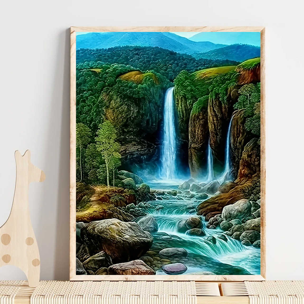 

Print Painting, 1pc, Waterfall Landscape, Perfect Room Decor Canvas Print For Bedroom, Bathroom, Kitchen , 12x16 Inch Frameless, Room Decor