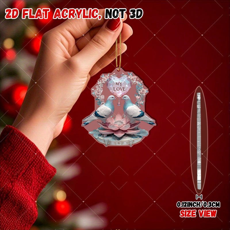 2D Flat Acrylic Decorative Pendant with Pigeons