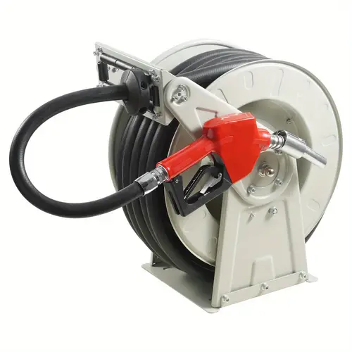 50ft extra long diesel hose reel 1 diameter sturdy carbon steel with auto nozzle 300 psi ideal for vehicles ships tank trucks aircraft