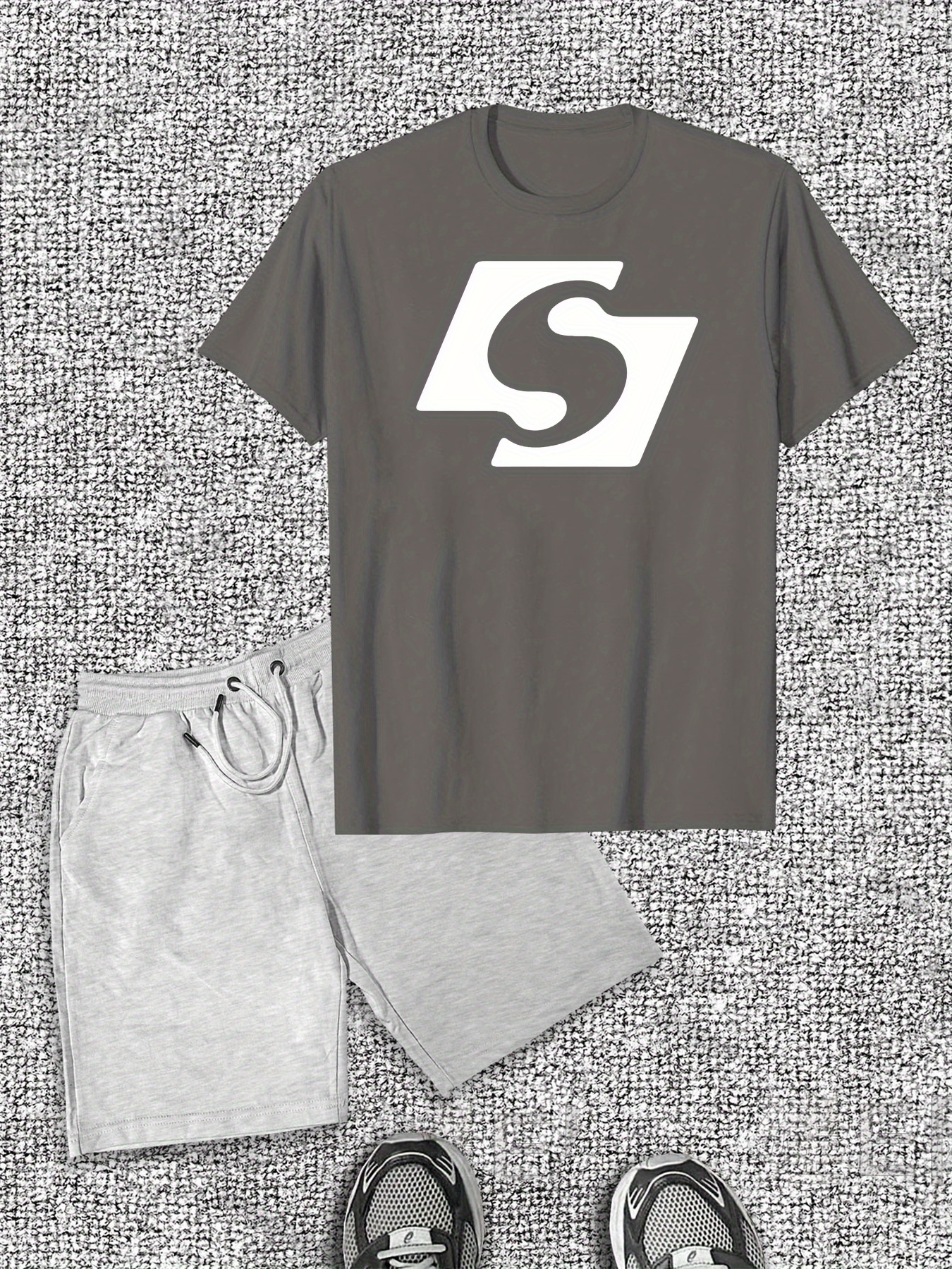 Men'S Casual Cotton T-Shirt & Shorts Set, Cotton, Crew Neck, Solid Color, Slight Stretch Fabric, Summer Lash Sets, Regular Fit, Casual Styl