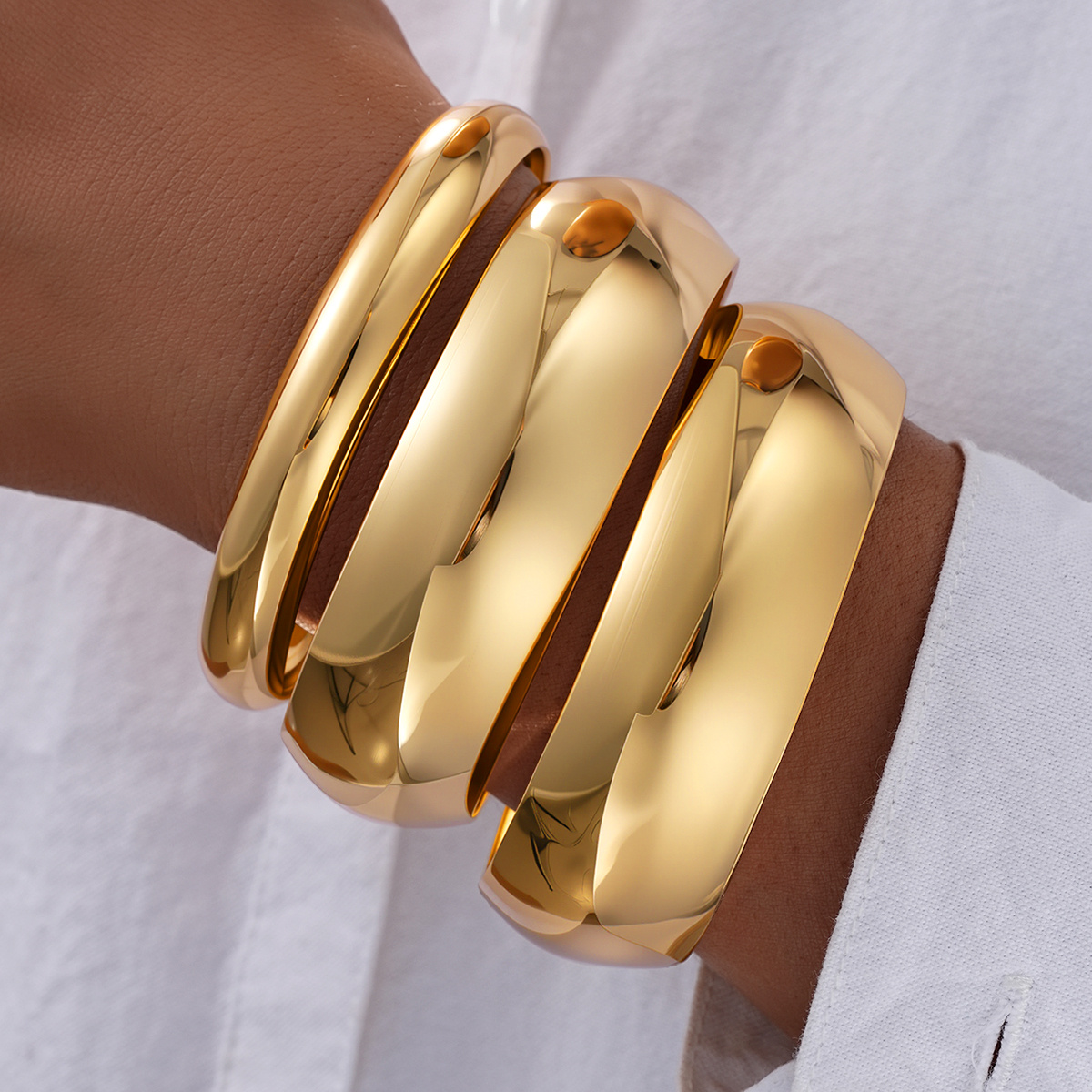 TEMU 3pcs Trendy Golden Bracelet Set For Women, Perfect For Daily Parties Holidays Dating, Great Gift For Christmas Halloween Valentine's Day