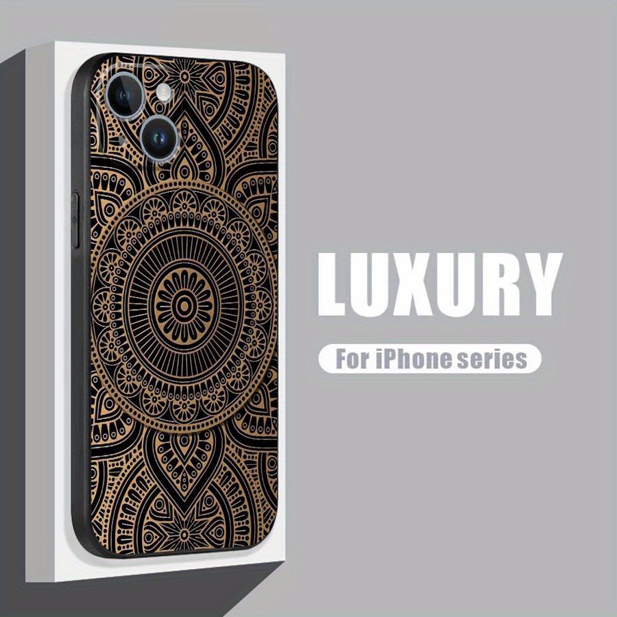 TEMU Flower Personality Mandala Phone Case For Iphone 16 15 Pro Max 14 Plus 11 11pro 12pro 13pro 14pro 15pro 16pro Protective Silicone High-quality