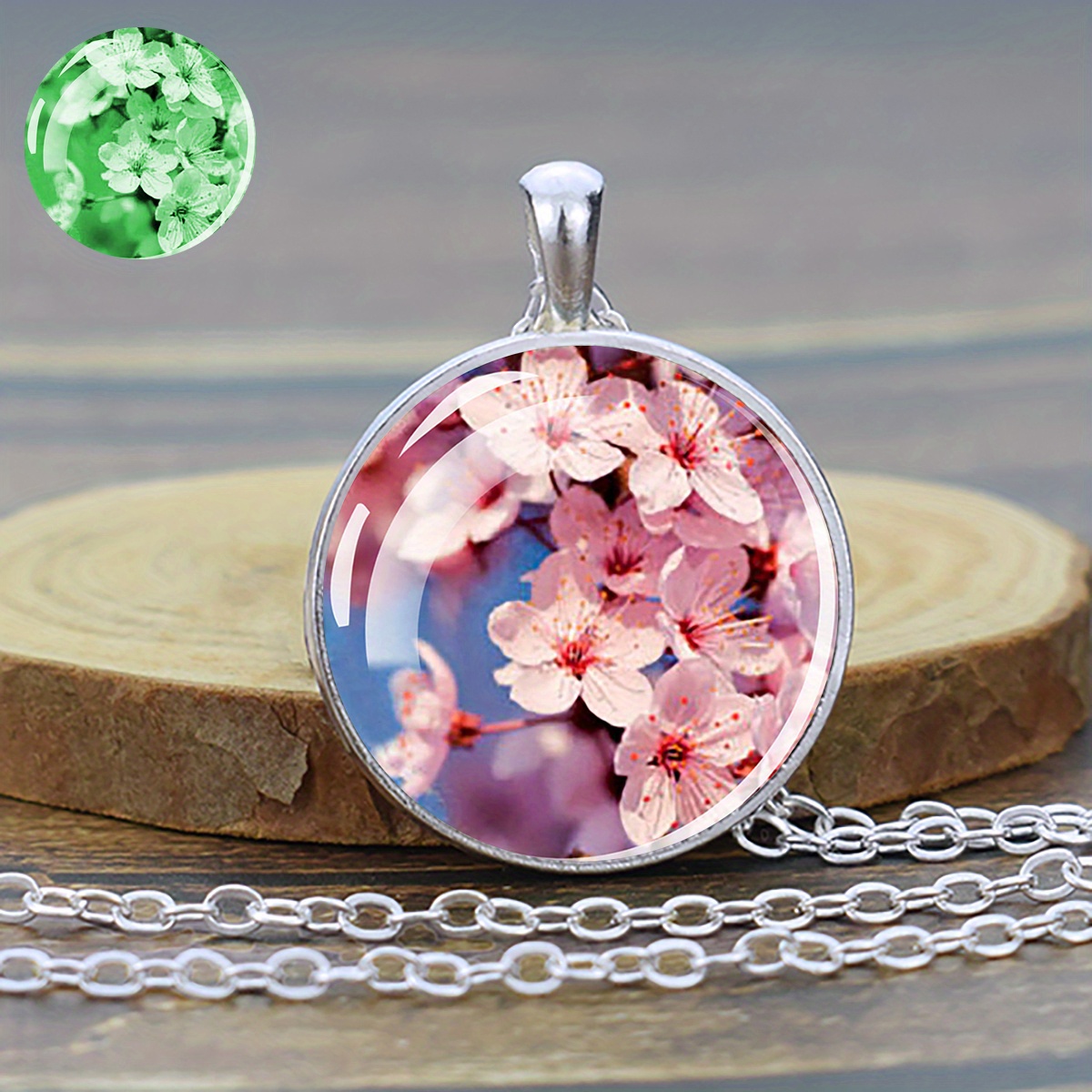 Luminous Flower Necklace with Daisy & Cherry Blossom Pendant, Gift for Her