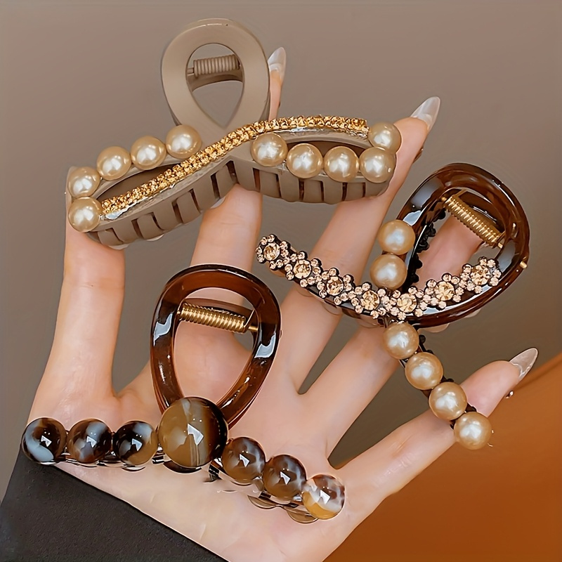 TEMU 1 pièce Pince à cheveux pour femme - Lot de pinces à griffes, ton doré, accessoire de cheveux stylé et de cadeau, accessoire de cheveux tendance
