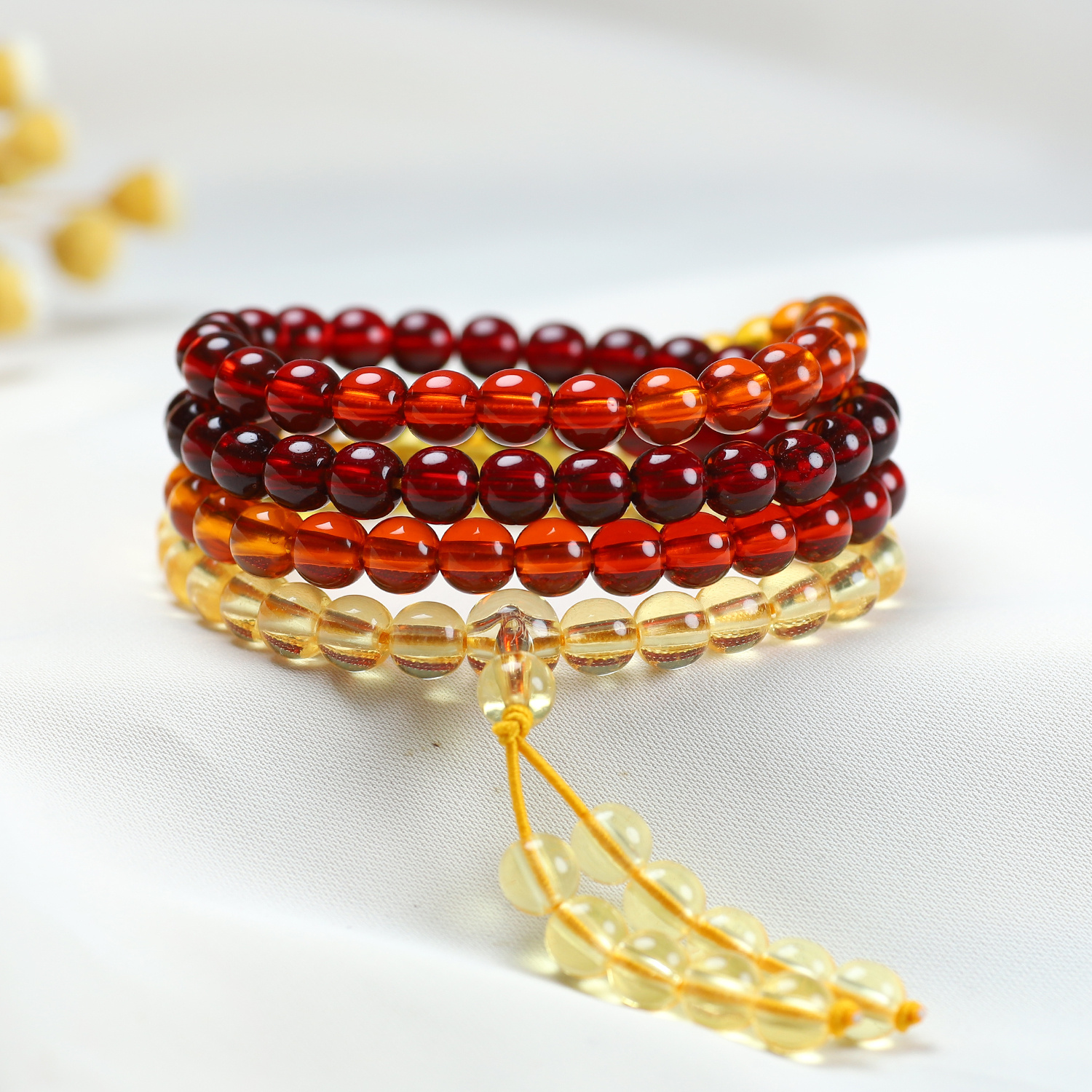 TEMU Amber 108 Bead Bracelet, Bracelet For Men And Women, Couple's Bracelet, A Festive Gift For Halloween And Christmas