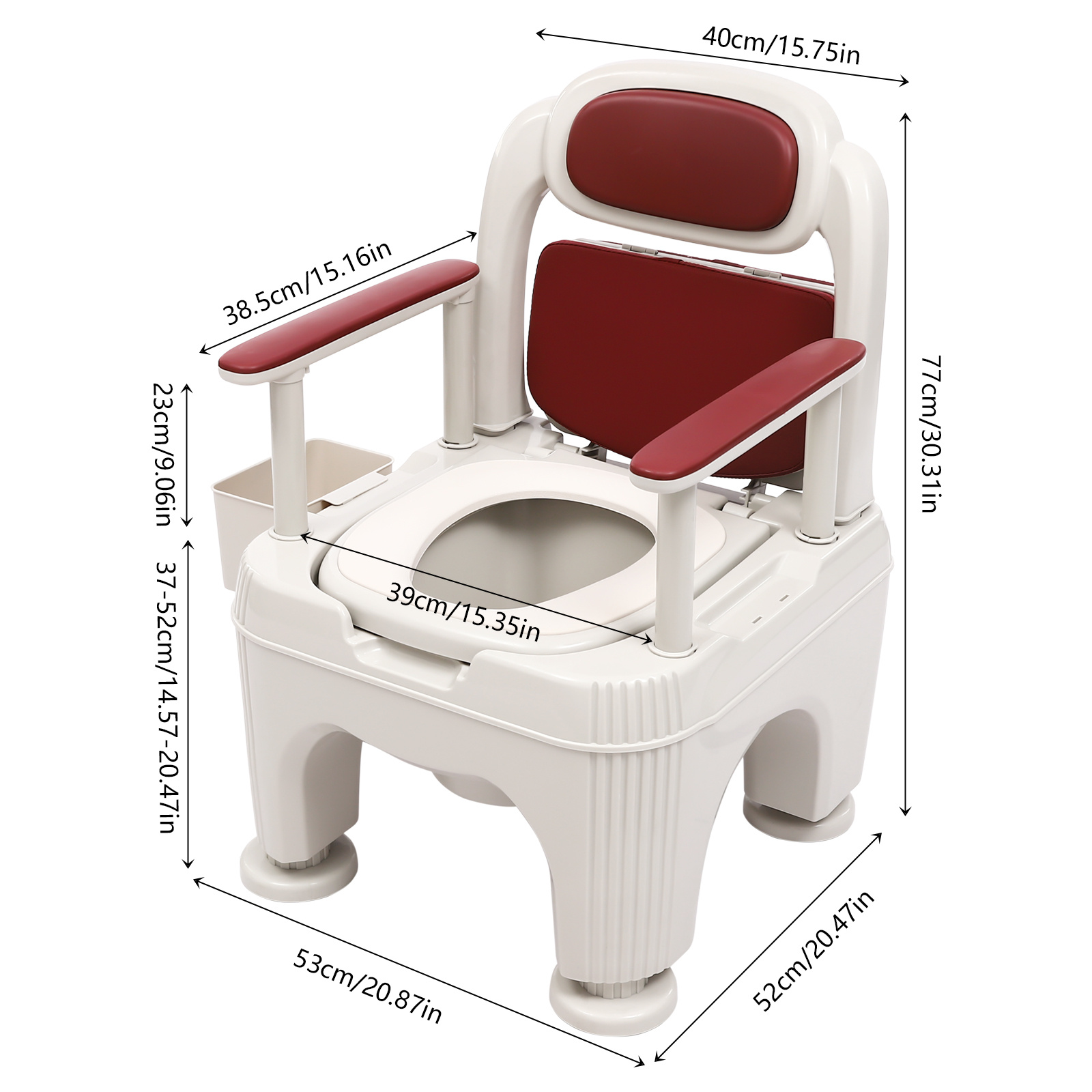 Image of Floor Standing Bedside Toilet | Adjustable Seat Height, Portable, Load-bearing Capacity: 300kg/661.39lbs For Pregnant Women, Patients, Elderly With Disabilities | Use Without Electricity, Battery-free