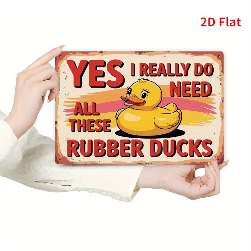 TEMU 2d Flat - 2d Plane - 2d Retro Humorous Duck Non-metal Wall Art Sign - Wooden Vintage Decoration, Featuring The Quote "yes, I Really Need All