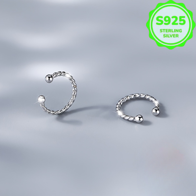 2 Women'S Twisted Ear Cuffs Silvery Style No Piercing Required