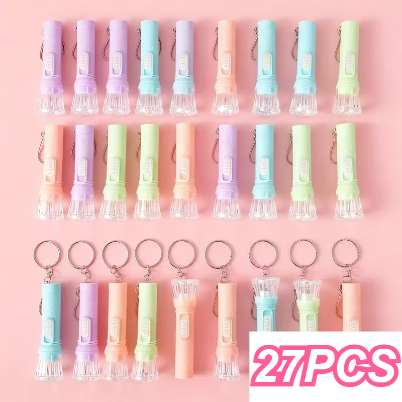 27pcs Led Flashlight Keychain With Clip, Portable , Random Colors, Ideal For Hiking, Camping, Cycling, Christmas, Halloween, And Party Gifts