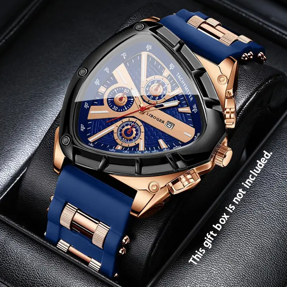 TEMU Men's Mechanical Watches | Polygonal, Fashionable, Multi-functional Perpetual Calendar , High-quality, Triangular, Sports, Luxury Watches With