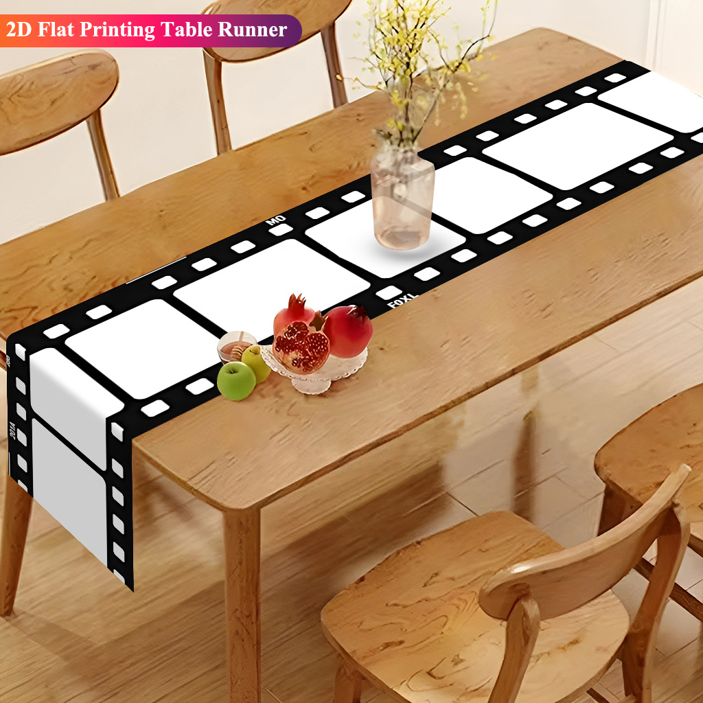 TEMU Runner da 2D singolo con design a pellicola cinematografica, materiale rettangolare in poliestere, per tavoli da , cucine, ristoranti, riunioni