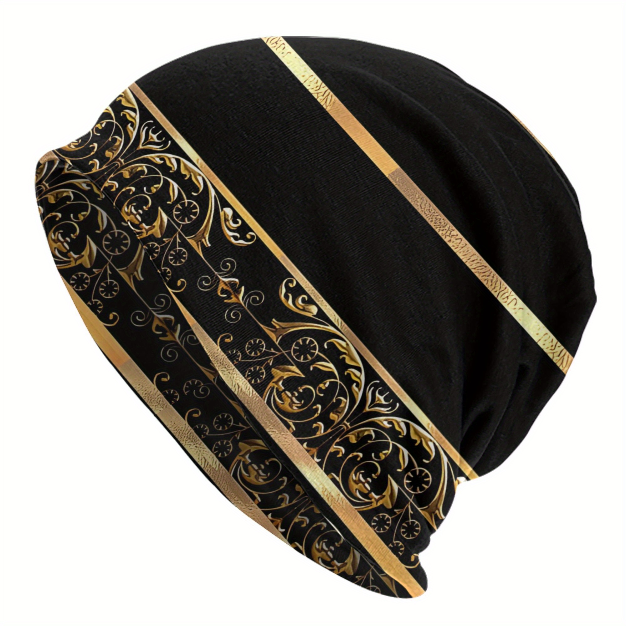 E-shop Fashion Hüte Schwarz und Gold Dünne Hut Bonnet Spezielle Skullies Beanies Caps Herren Damen Ohrenschützer