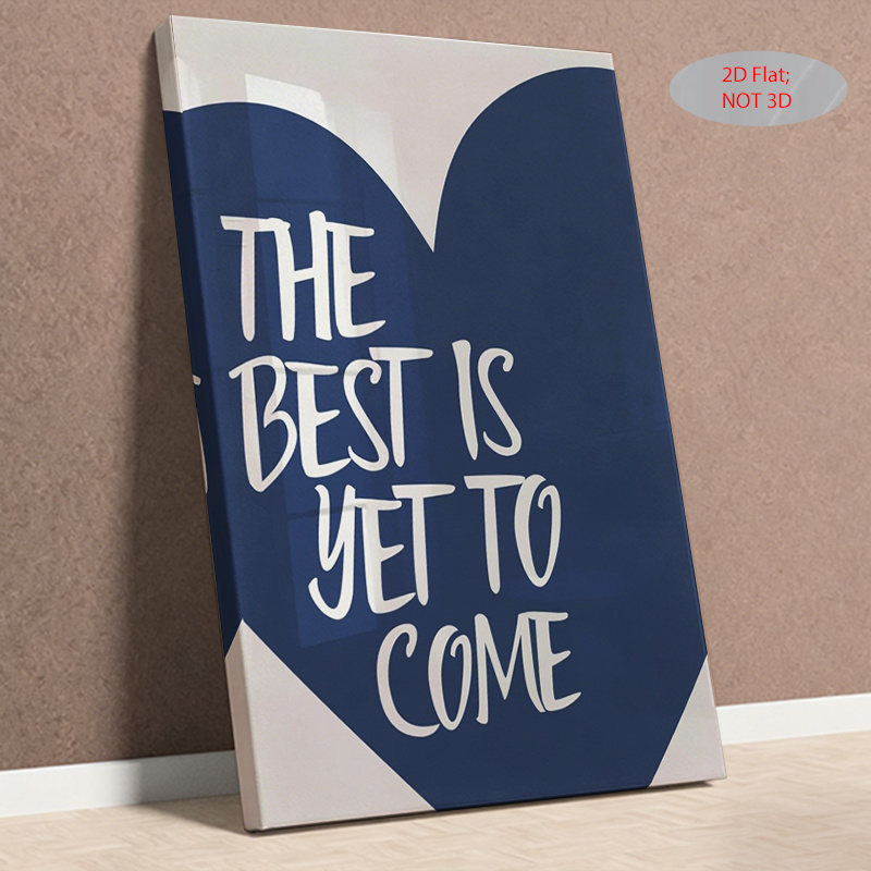 artikel foto 2d plat, 2d plat,  ,   canvas schilderij met   frame, omringend frame poster, beste stukken nog te komende gedrukte marineblauw wit dik hart positieve quote esthetische studentenkamer decoratie modieuze appartement decoratie cadeau nachtkastje kunst geschikt voor eetkamer