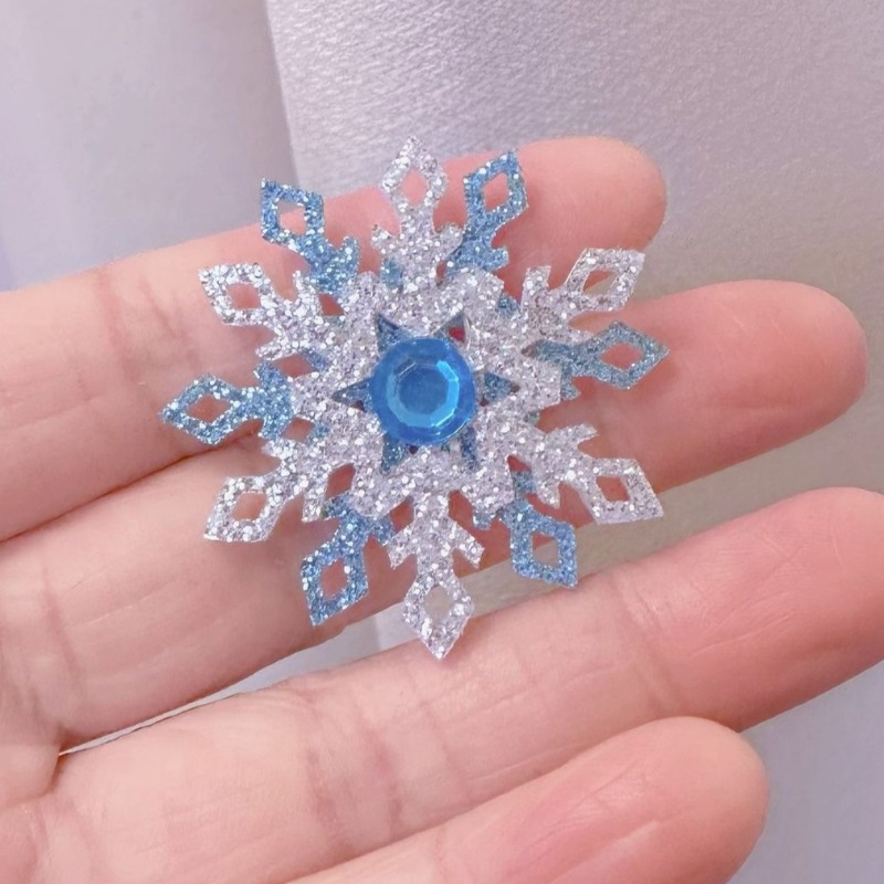 TEMU 5-delige Glitter Sneeuwvlokken Decoratie - Schitterende Kerstboom Hangversieringen met Glinsterende Sneeuwvlokken, DIY Haarspelden &