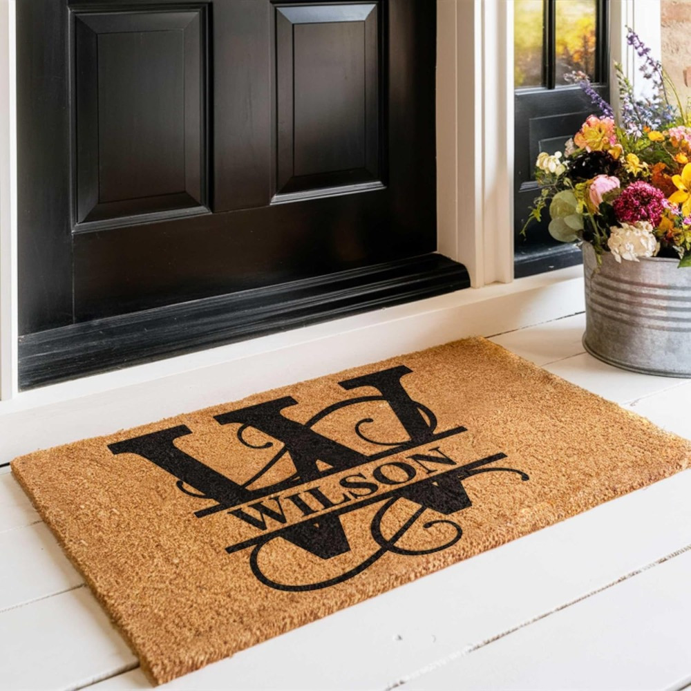 

Customizable Name Doormat, Personalized Entryway Mat, Lightweight, Washable, Pvc Rectangular Mat, With Ideal For Housewarming, Thanksgiving, Christmas, Halloween, For Home Decor