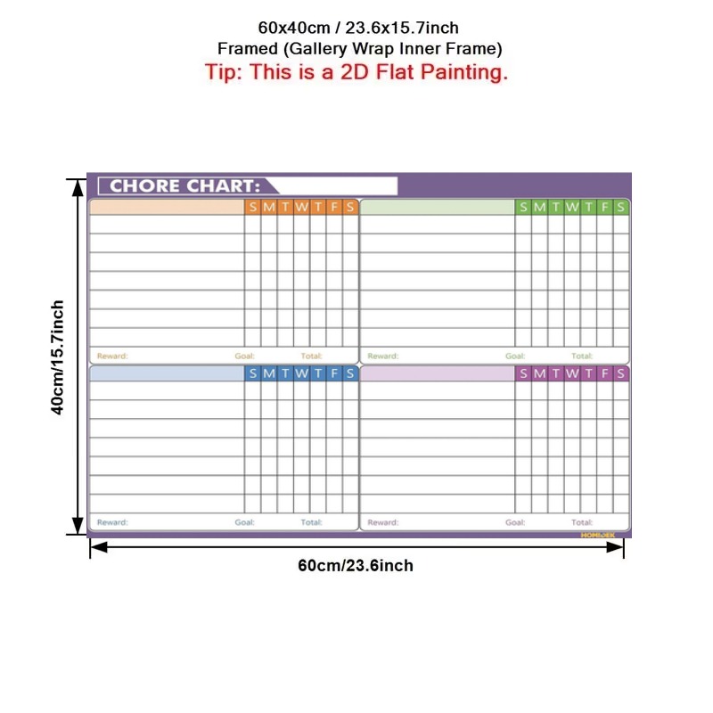 TEMU 2d Flat, 2d Flat 1pc Chore Chart Canvas Art, Simple Poster For Apartment, Aesthetic Home Decor Unframed High Quality Housewarming Gift Perfect