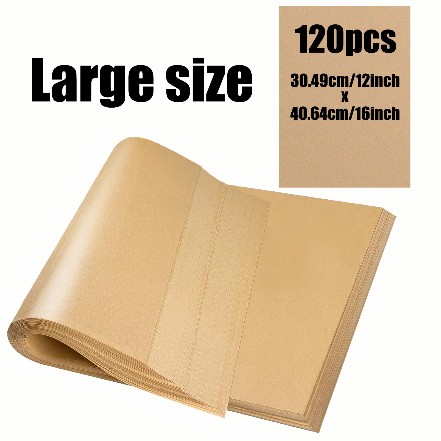 E-shop 120 Blatt Antihaft Backpapier – Vorgeschnittene Backpapierblätter 12X16 Zoll & 8X12 Zoll & 6X8 Zoll, Ungebleicht Fettbeständig, Hitzebeständig &
