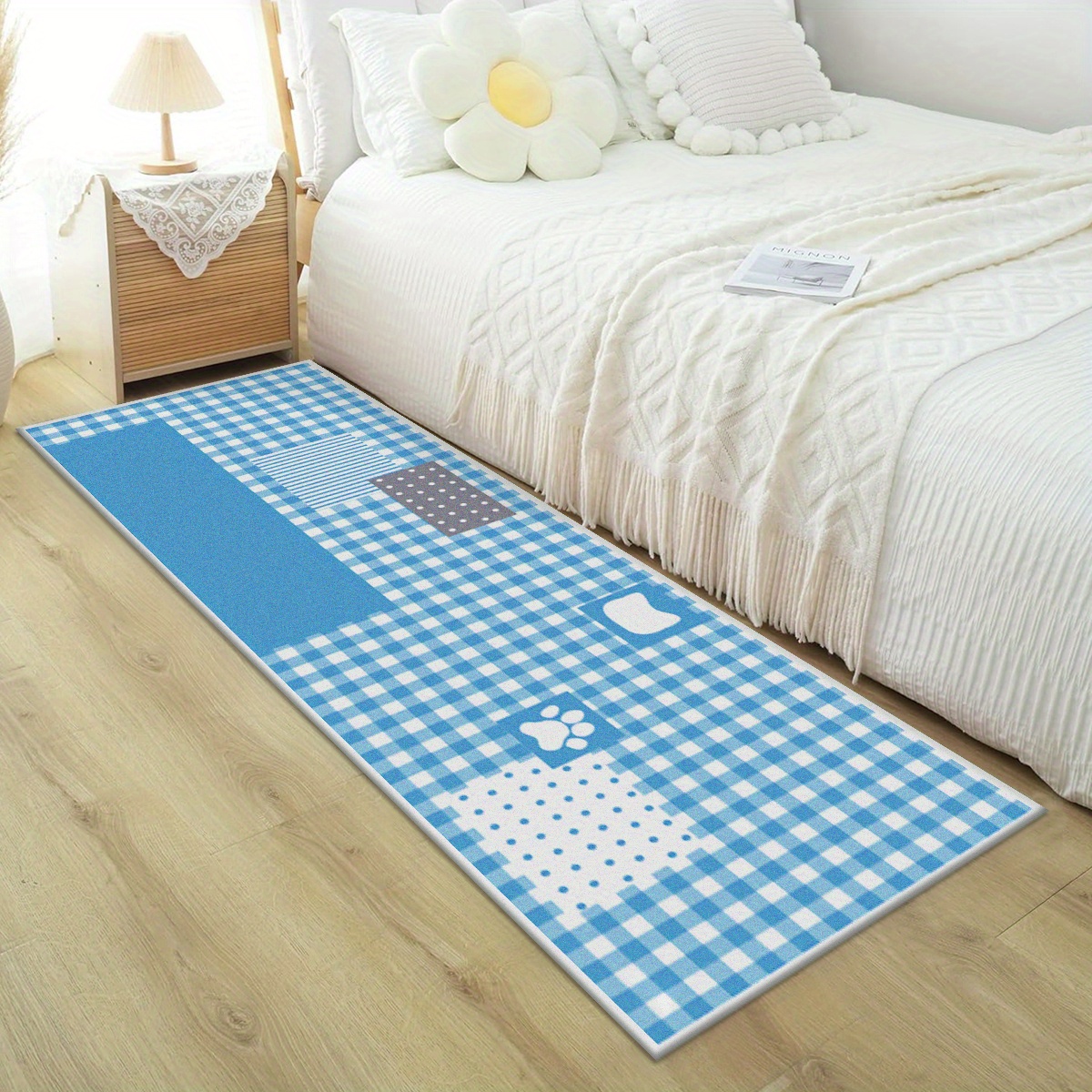 1pc of imitation cashmere 1000g m density 1cm thickness 50x80cm 19 7x31 5 inches a plaid pattern carpet suitable for living room bedroom bedside long rug soft and fluffy carpet cute home decoration carpet ideal as a holiday gift for Product details 5