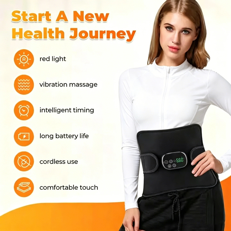 Red Light for Body Massager Belt with Vibration Massage, Cordless Heating Light with 2 Long Wraps, Red Light Belt Wrap for Back Shoulder