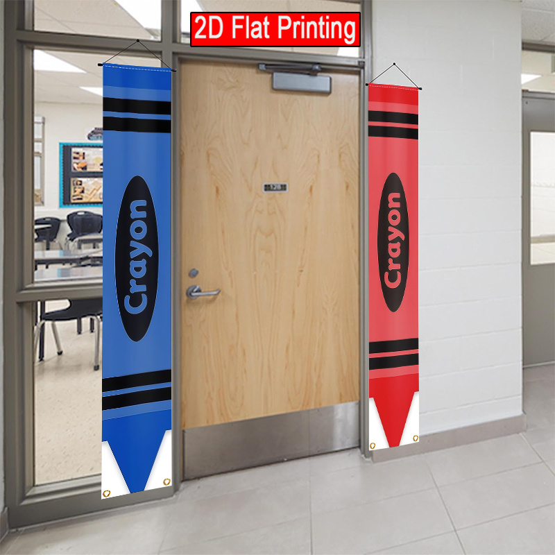 TEMU 2d Flat, 2d Door Banner, 2d Flat Plane, 2d Door Curtain Banner, 1 Pair Of 2d Flat Polyester Back-to- Door Curtain Banner Crayon Hanging
