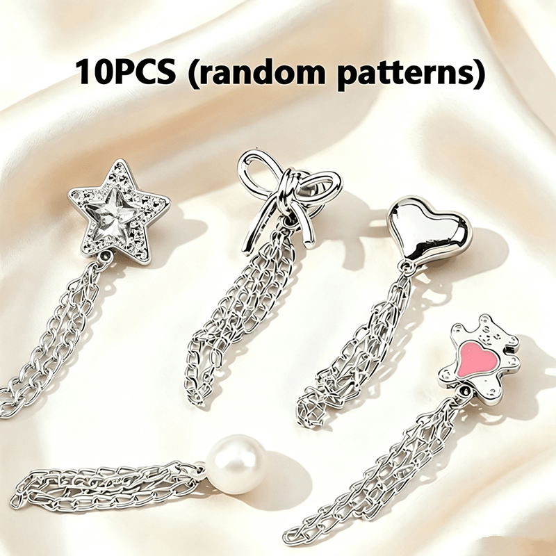 TEMU 10 pezzi di clip per vestiti multifunzionali, per rifinire l', a forma di stella, cuore e in metallo (motivo casuale), adatte per camicie,