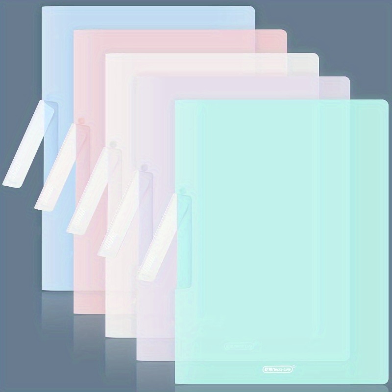 4-Pack A4 Display Folders – 160 Pockets Total, Plastic Sleeve Presentation Binders With Safety Rope (Purple, Pink, Blue, Black)-1145537
