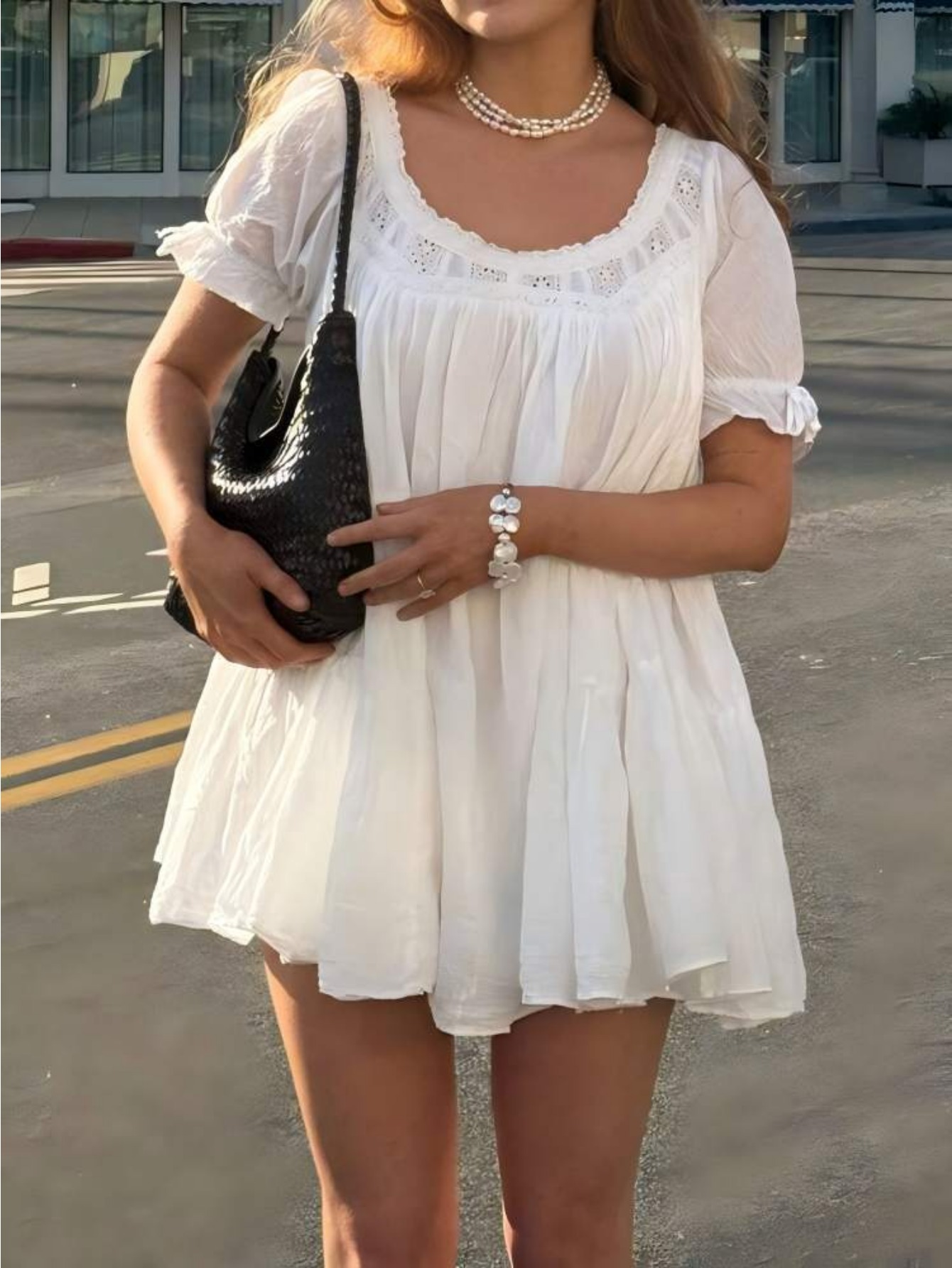 plaid dress yellow Decorative Button Short Sleeve / M Color:Picture Color-Lilac DATE NIGHT QA110 3cm differs due to