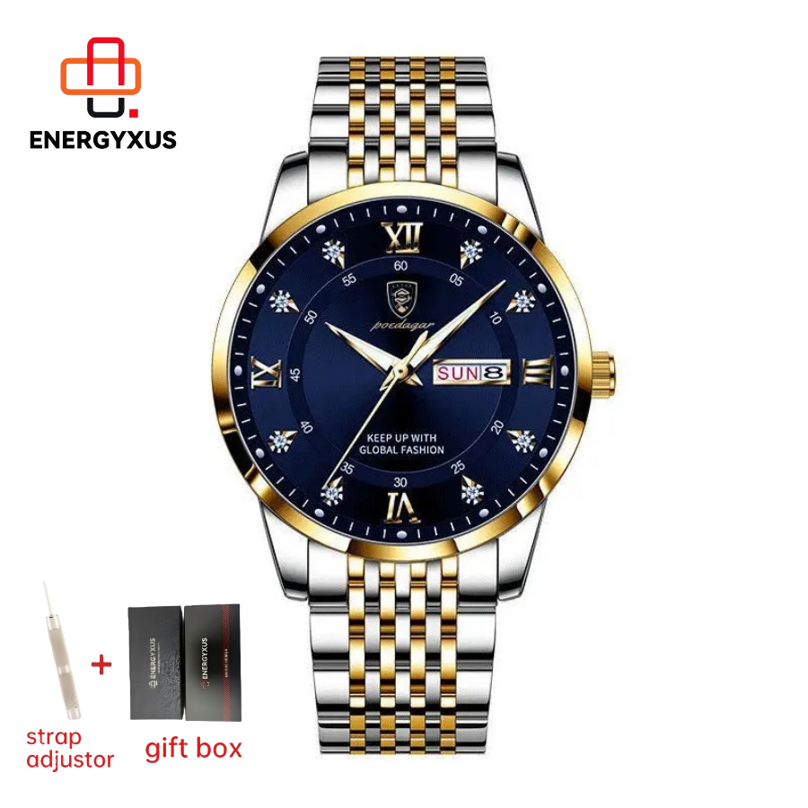 TEMU Men's Fashion Watch, Business Men's Wristwatch, Chronograph, Simple Men's Chronograph Roman Scale, , And Elegant, Exquisite Watch Set