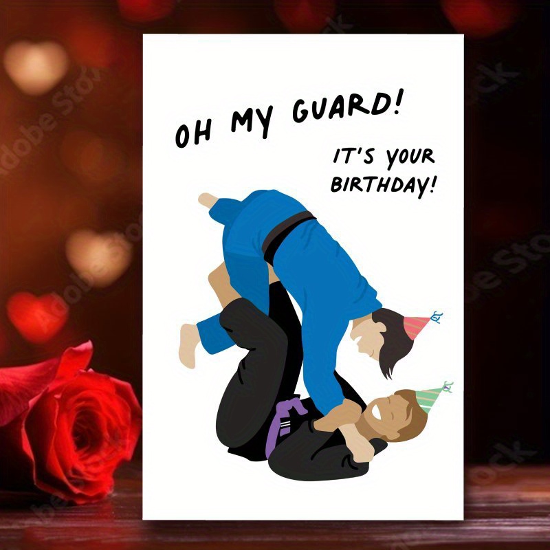 TEMU A Humorous Birthday Card Bjj, Featuring Mma Wrestling Illustrations - The Perfect Winter Gift For , Ideal For Husbands, Wives, , And Girlfriends