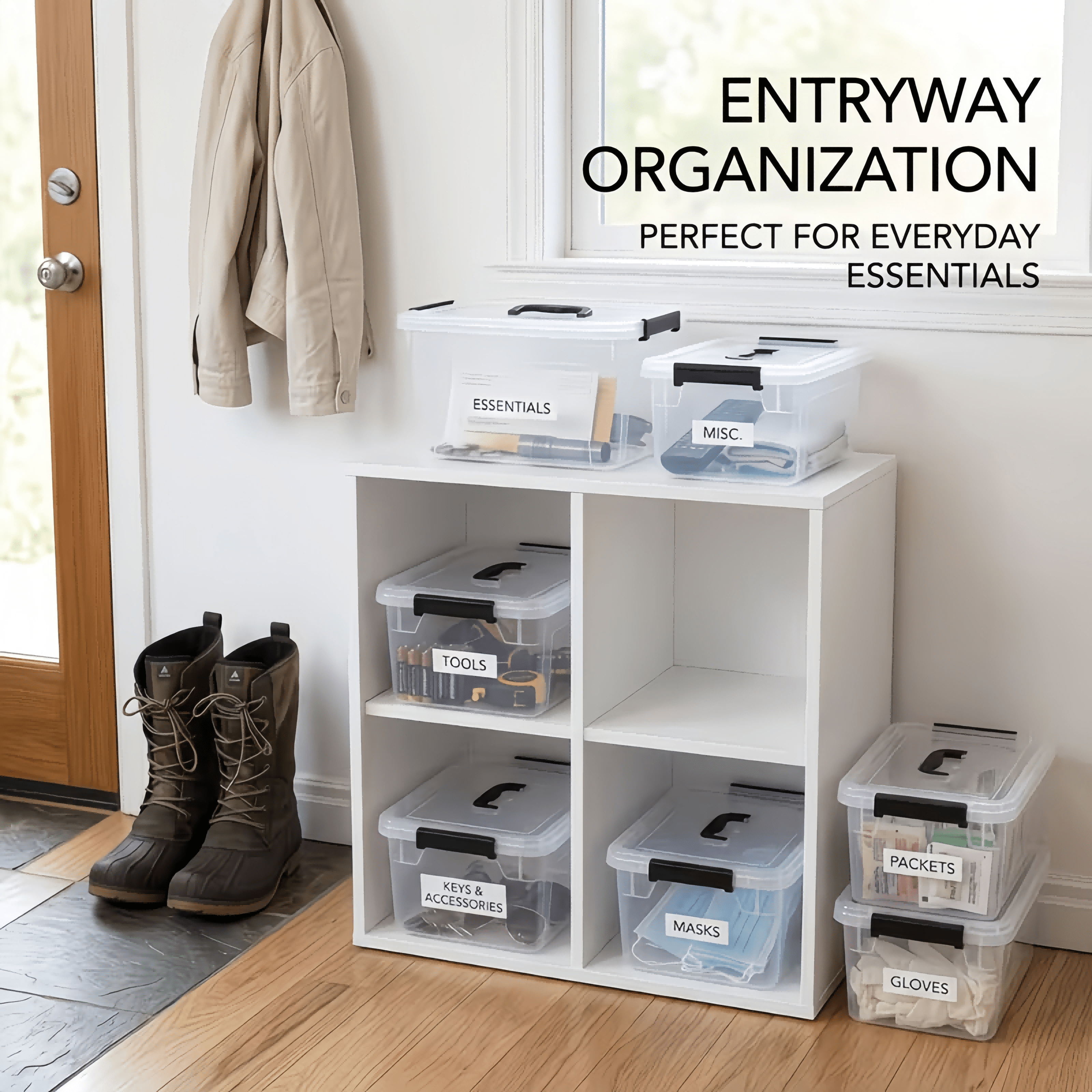 6pcs Stackable Plastic Storage Boxes with Lids