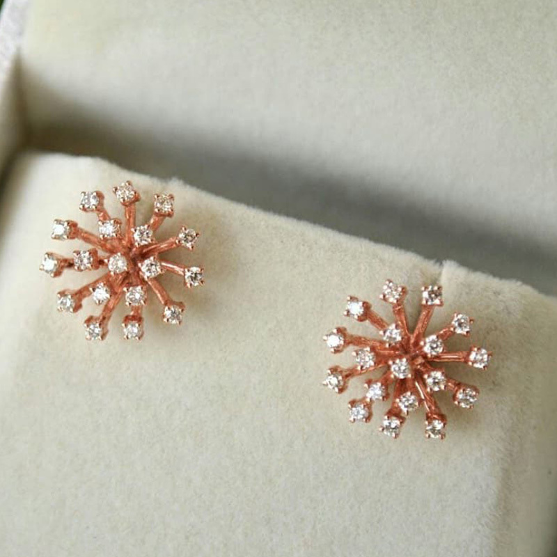 E-shop 1 Paar Damenmode Ohrringe Einfach Glänzend Eingelegte Zirkonia Löwenzahn Ohrringe für Damen Tägliche Partys Schmuck Überraschungen