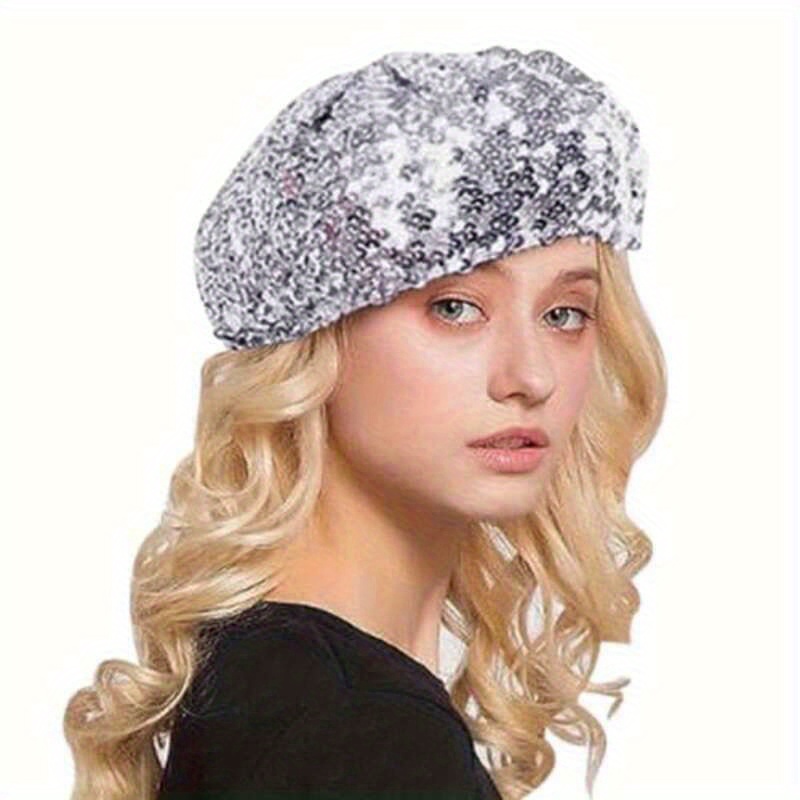 women sparkly sequin beret hat shiny sequins beret elastic  display picture 1