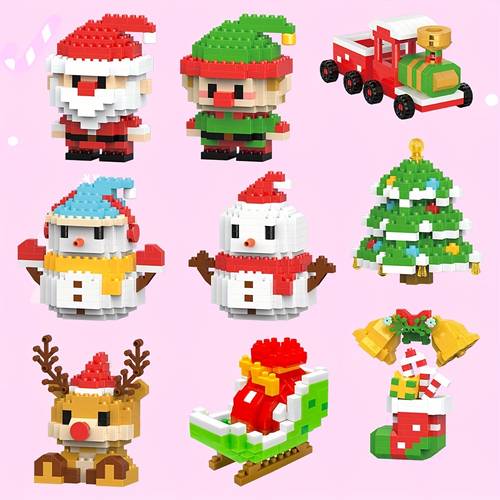 mini christmas character model building blocks toys christmas elf santa claus christmas train snowman christmas tree reindeer christmas theme toys toys christmas gifts