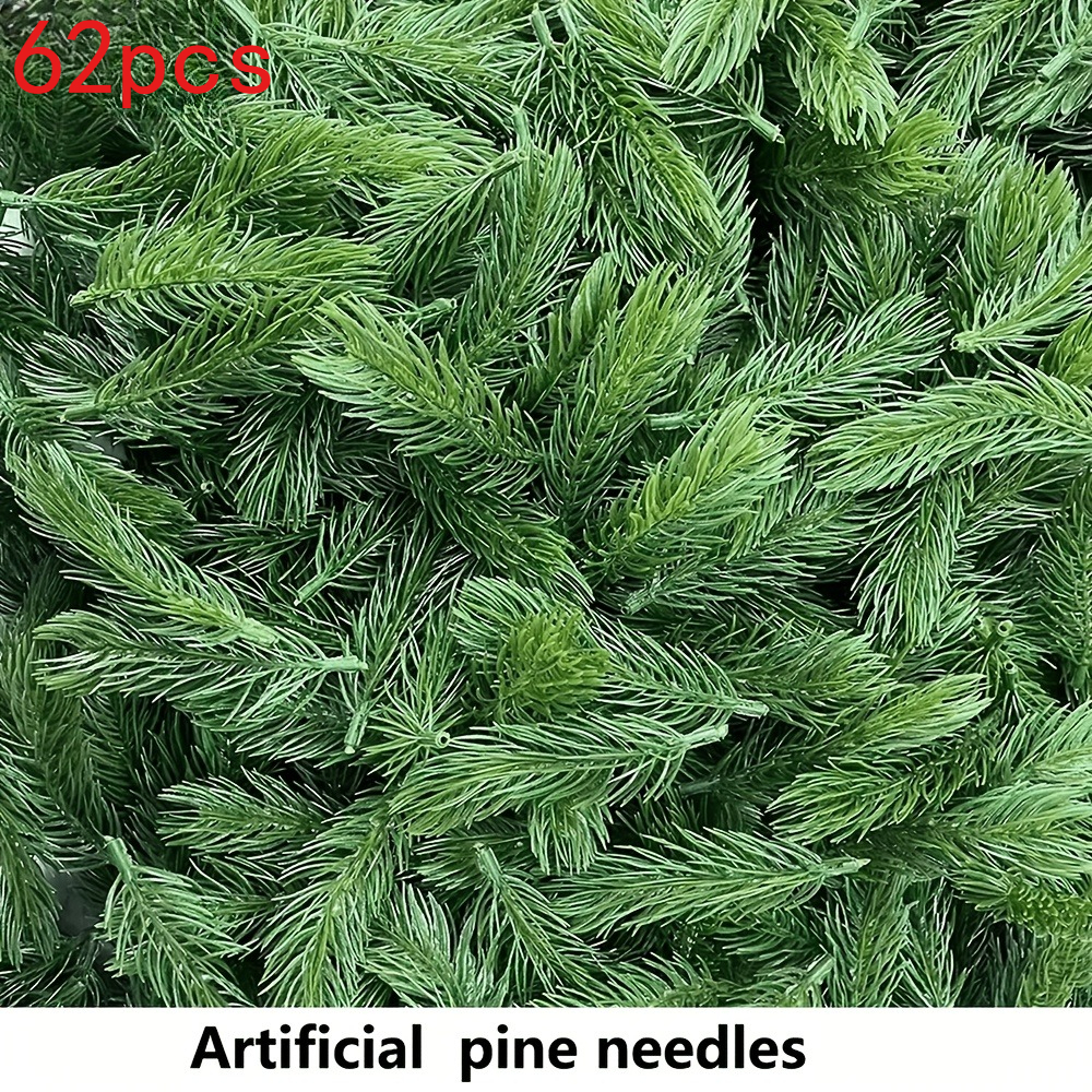 TEMU 62pcs, Branches et aiguilles de pin artificielles de 10 cm pour la décoration, couronnes de Noël, décoration de jardin, décoration de Noël ,