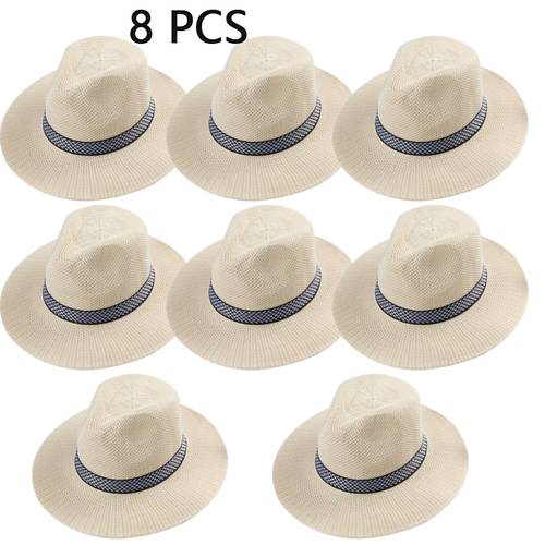 8 random mixed pack 1920 color panama fedora hats gentlemens elegant rafia panama hats hats for beach parties sun hats photo booth accessories