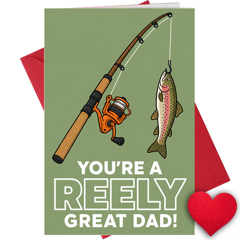 TEMU Funny Father's Day Card For Fishing Dad Pun - "you're A / / Great Dad!" - Father's Day Greeting Card, Fishing Dad Pun Gift Idea
