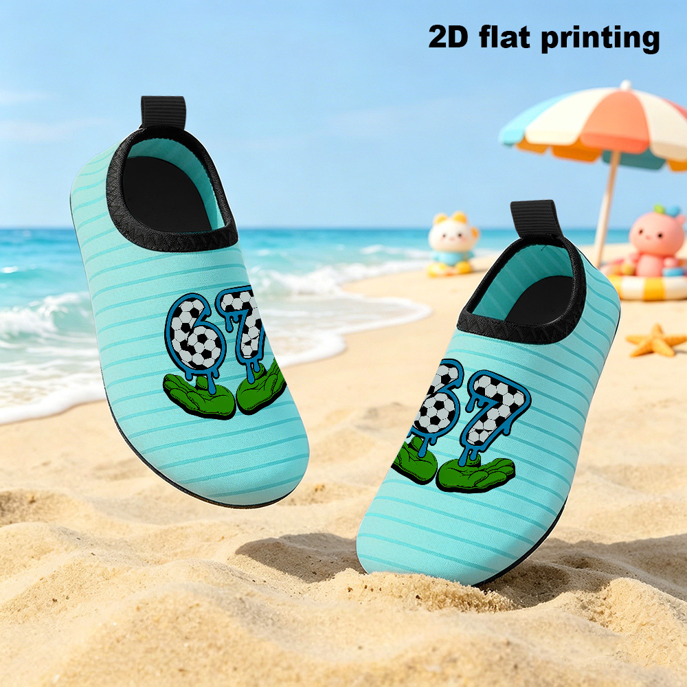 TEMU 1 Pair, 67 Patterns, 2d Cartoon Printing, Aqua Shoes, Water Wading Shoes For Kids, Kids Aqua Shoes, Ideal Gift For Birthdays, Day And Other