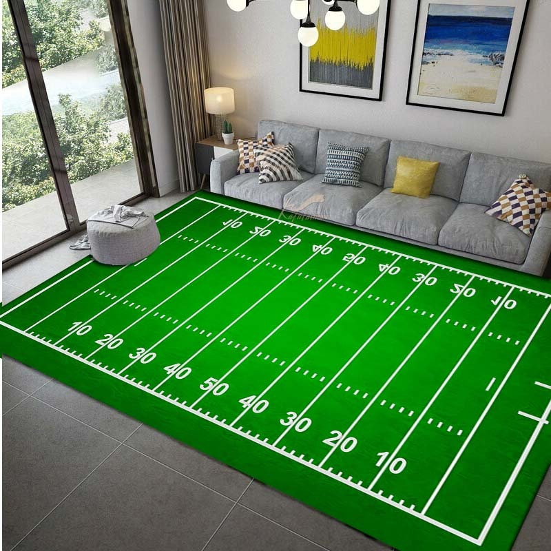 

Football Field Print Area Rug - Non-slip, Machine Washable Polyester Carpet For Living Room, Bedroom & Garden Decor