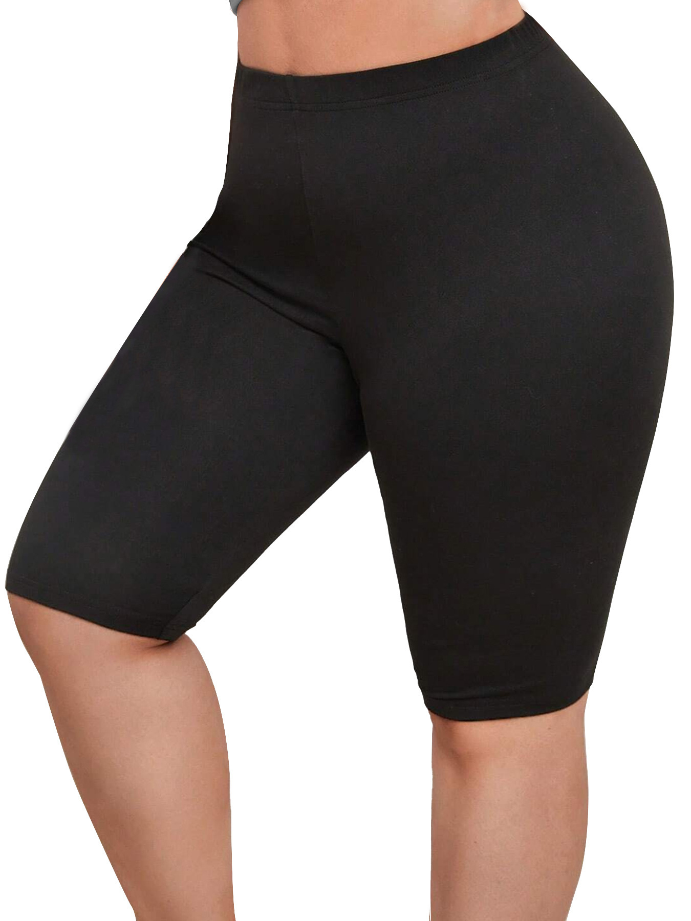 womens high waisted knee length capri leggings solid black Temu - Main Image