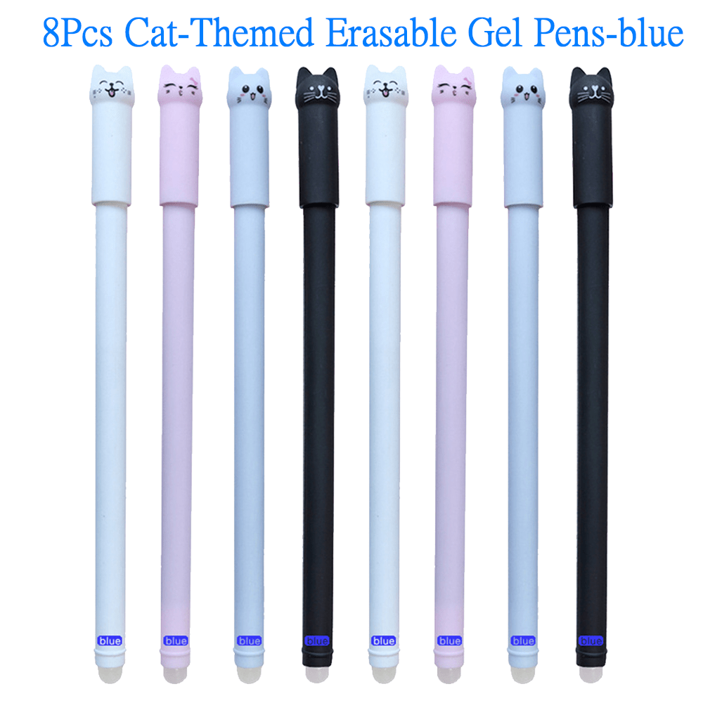 TEMU 8pcs Erasable Gel Pens Set 0.5mm Washable Handle Magical Eraser Gel Pen Blue/black Ink Erasable Refills Rod Office Writing Stationery