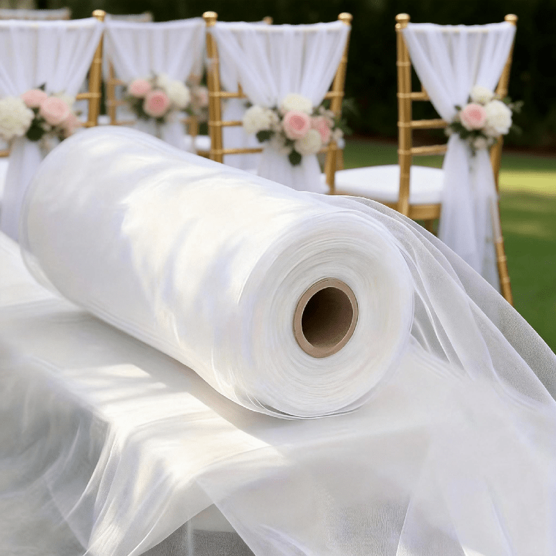   meter roll of extra long romantic white tulle fabric measuring 1968 5 inches or 164 feet made from durable polyester mesh designed for weddings parties christmas valentines day and halloween the transparent